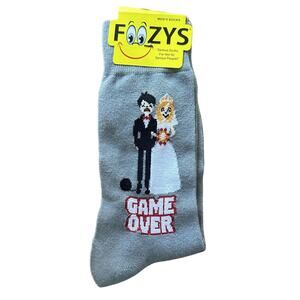 NWT Foozys Grey Graphic Funny Game Over Crew Length Socks Size Men’s One Size